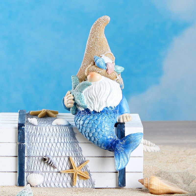 Leekung Mermaid Garden gnome Statue Outdoor Decor,Mermaid gnome Figurine for Outside Indoor Patio Lawn Yard Porch Shelf Bookshelf Edge Table windowsill Decoration,Beach Ocean Sculpture - Image 4